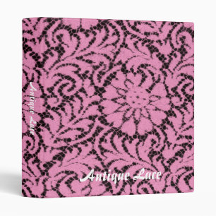 Pink lace on black binder
