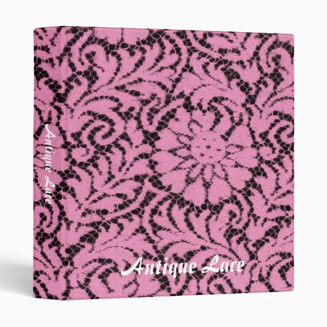Pink lace on black binder (Front/Spine)