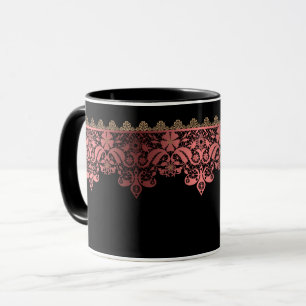 Pink lace romantic decor gradient bronze lacy anni mug
