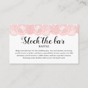 Pink Lace Stock the bar Bridal Shower  Enclosure Card