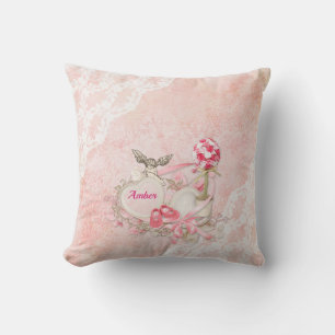 Pink Lace  Throw Pillows