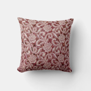 Pink lace, vintage roses pattern. throw pillow