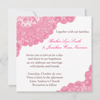 Pink Lace Wedding Invitation