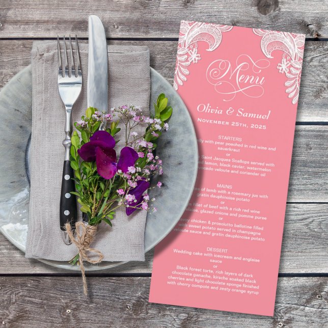 Pink Lace Wedding Menu (Creator Uploaded)