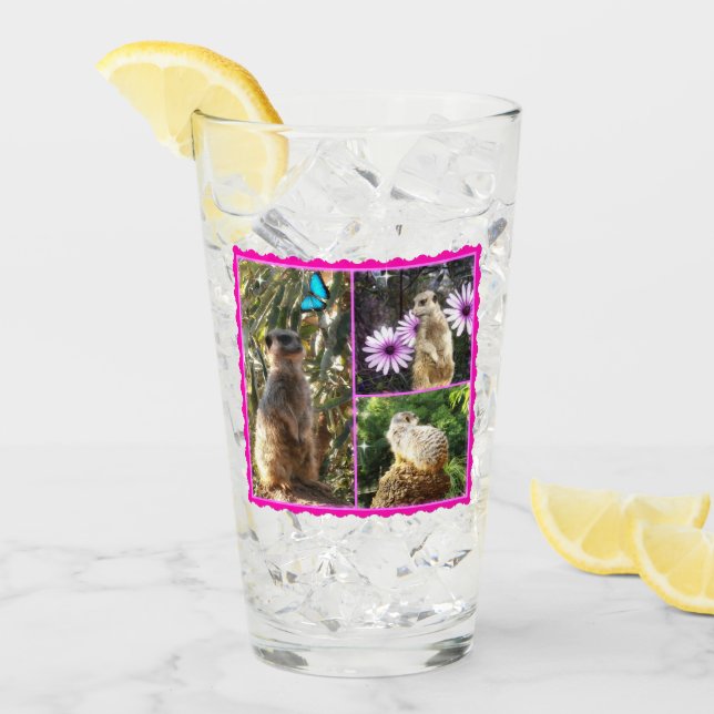 Pink Lacy Meerkat Collarge, Glass (Front Ice)