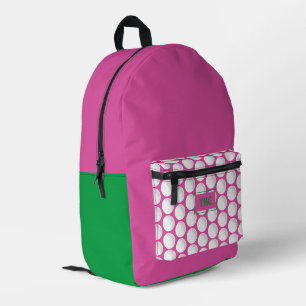 Pink Ladies Golf INITIALS Green Preppy Fun Printed Backpack
