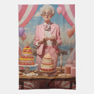 Pink Lady Birthday Party Kitchen Towel