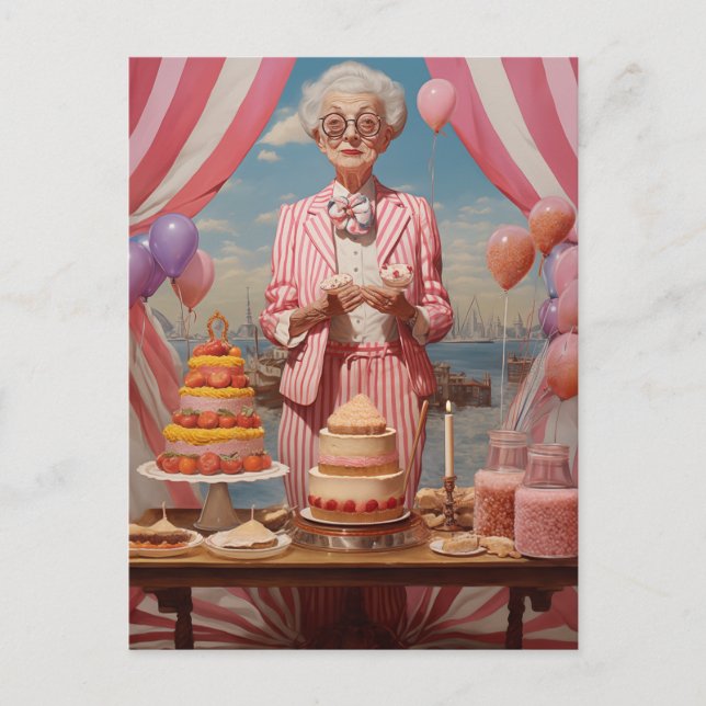 Pink Lady Birthday Party Postcard (Front)
