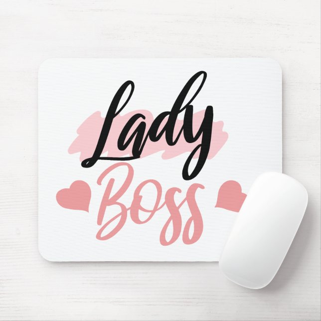 Pink lady boss wording  mouse pad (With Mouse)