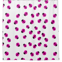 Pink Lady Bug Shower Curtain