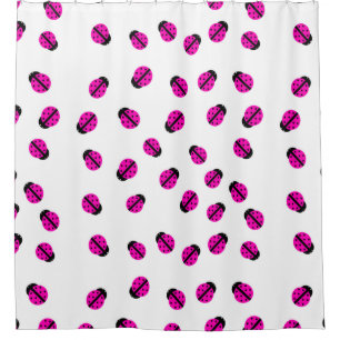 Pink Lady Bug Shower Curtain