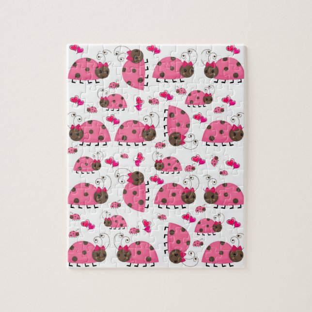 Pink Lady Bugs Jigsaw Puzzle Daisy (Vertical)