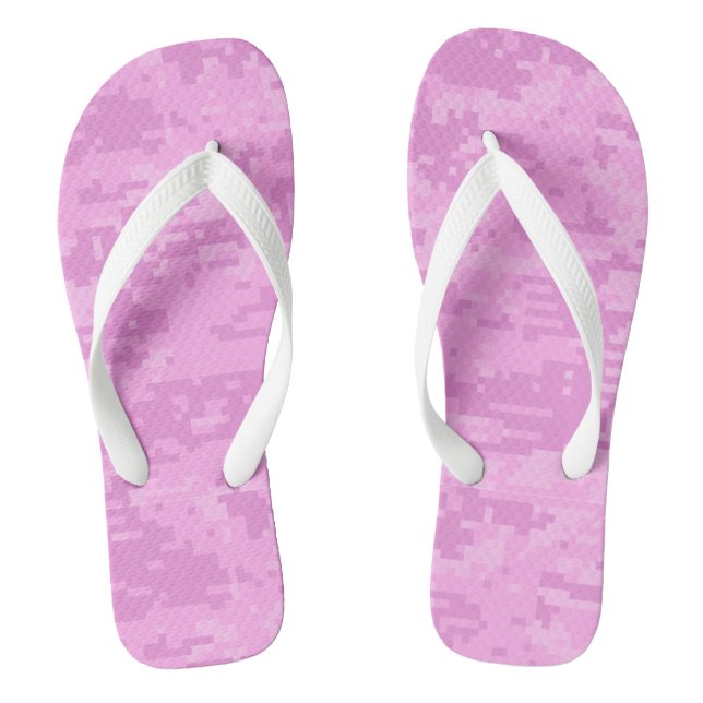 Pink Lady Digital Camo Pattern Flip Flops (Footbed)