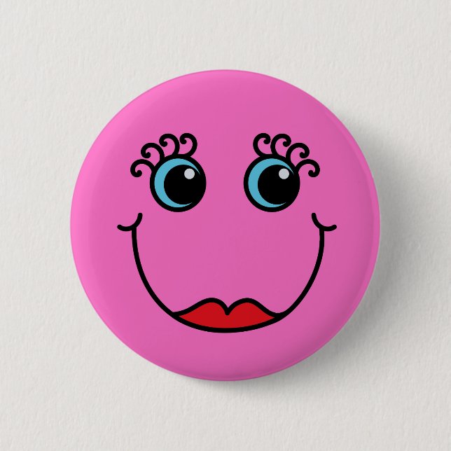 Pink Lady Face 2 Inch Round Button (Front)
