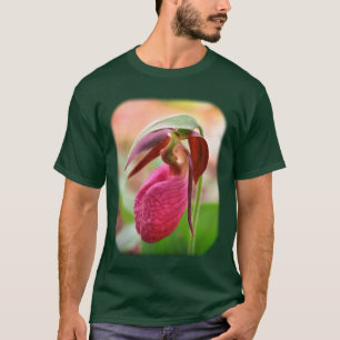 Pink Lady Slipper Floral Nature  T-Shirt