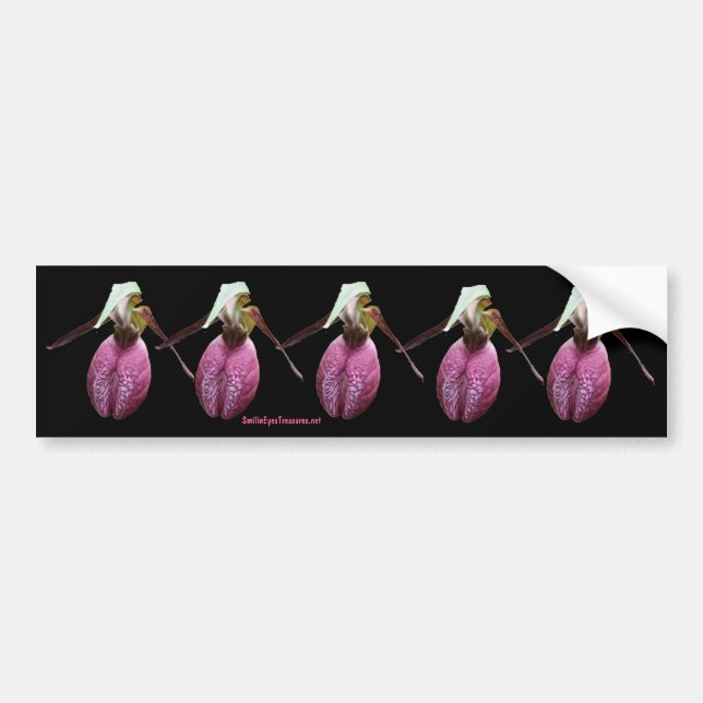 Pink Lady Slipper Flower Photo Bumper Sticker (Front)