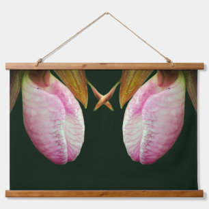 Pink Lady Slipper Orchid Flower Mirror Abstract Hanging Tapestry