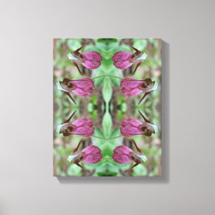 Pink Lady Slipper Orchid Flower Pair Abstract Canvas Print