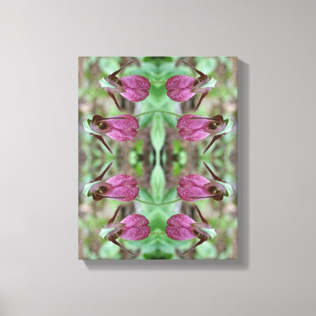 Pink Lady Slipper Orchid Flower Pair Abstract Canvas Print (Front)
