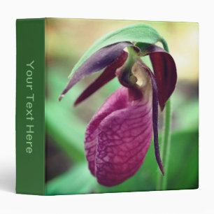 Pink Lady Slipper Orchid Flower Personalized Binder