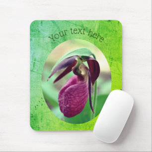 Pink Lady Slipper Orchid Flower Personalized Mouse Pad