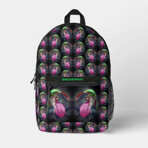 Pink Lady Slipper Orchid Flower Personalized Printed Backpack