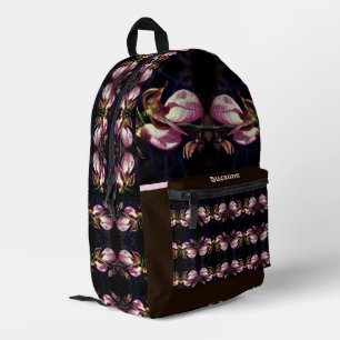 Pink Lady Slipper Orchid Flower Personalized Printed Backpack