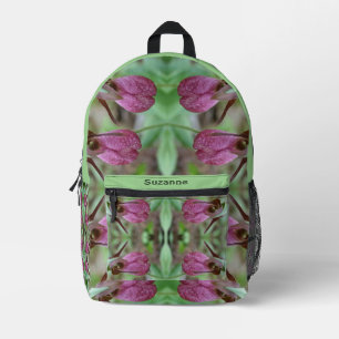Pink Lady Slipper Orchid Flowers Personalized Printed Backpack