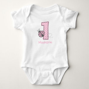 Pink Ladybug 1st Birthday Baby Bodysuit