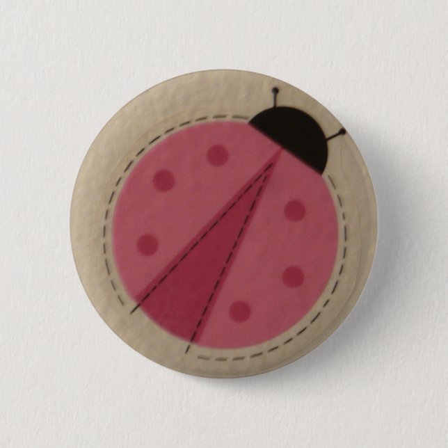 pink ladybug 2 inch round button (Front)