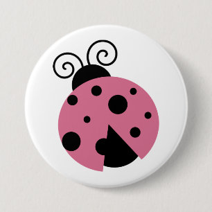 Pink Ladybug 3 Inch Round Button