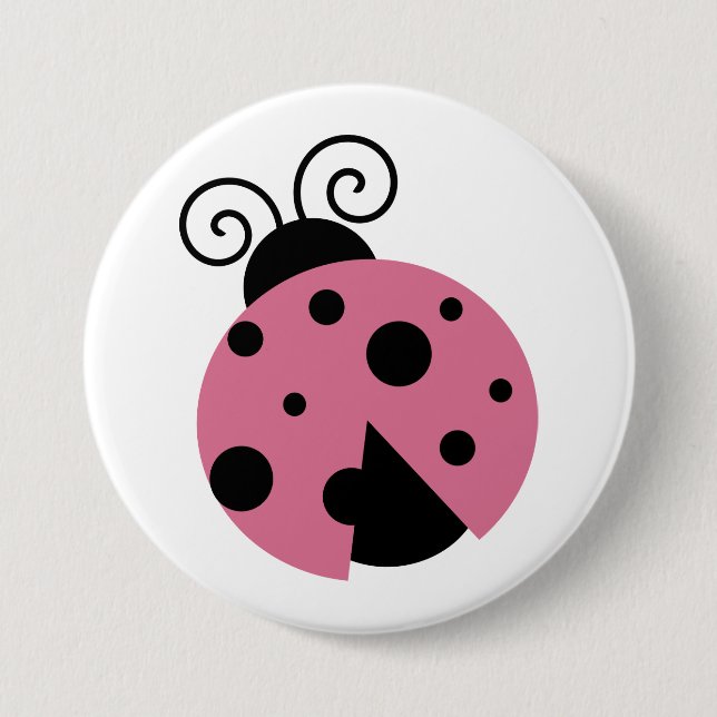 Pink Ladybug 3 Inch Round Button (Front)