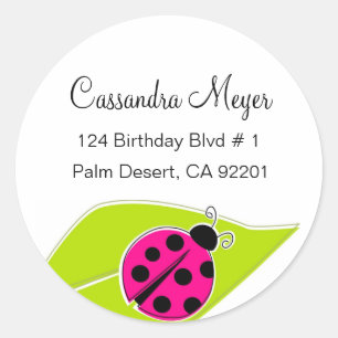 Pink Ladybug Address Labels