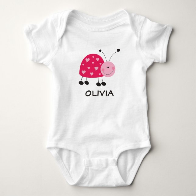 Pink Ladybug Baby Jersey Bodysuit (Front)