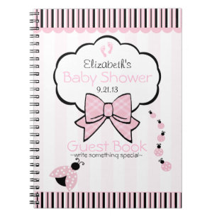 Pink Ladybug Baby Shower Guest Book- Notebook