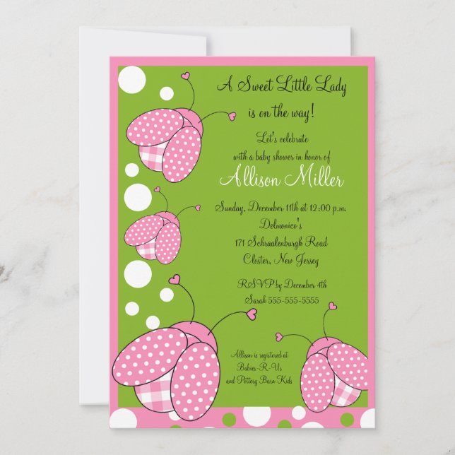 Pink Ladybug Baby Shower Invitation (Front)