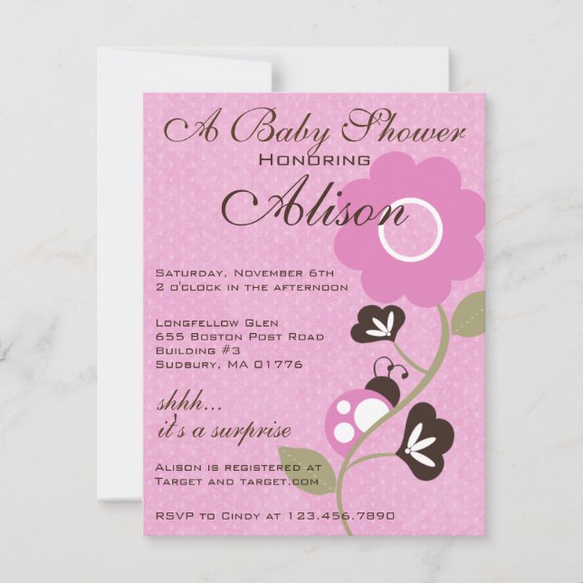 Pink Ladybug Baby Shower Invite (Front)