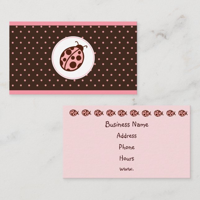 Pink Ladybug Business Cards (Front/Back)
