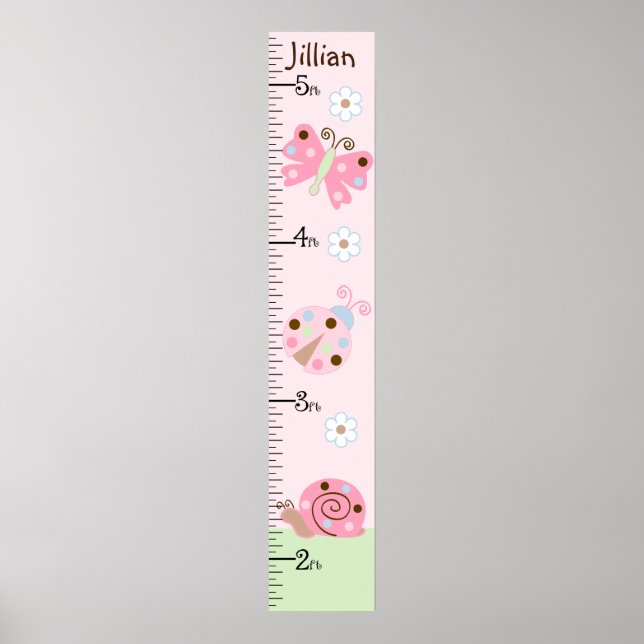 Pink Ladybug & Butterfly Growth Chart (Front)