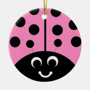 pink ladybug ceramic ornament