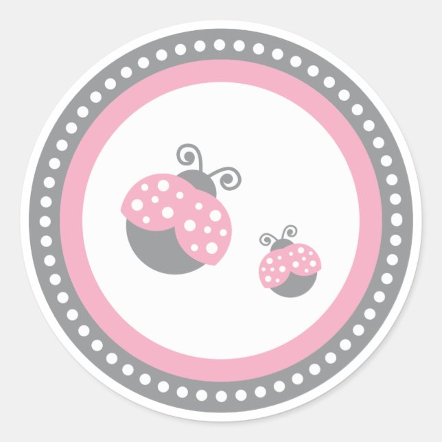 Pink Ladybug Classic Round Sticker (Front)
