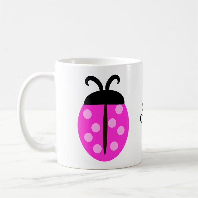 Pink Ladybug  Coffee Mug (Left)