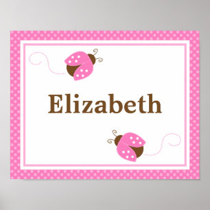 Pink Ladybug Dots Personalized Name Wall Art