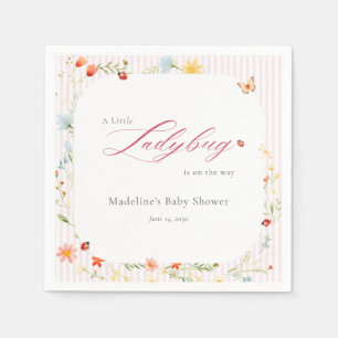 Pink Ladybug Garden Floral Baby Shower Napkin