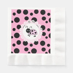 Pink Ladybug Girl's Baby Shower Napkin
