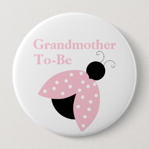 Pink Ladybug Grandma To Be Baby Shower Button