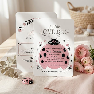 Pink Ladybug Love Bug Girl Baby Shower Invitation