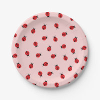 Pink Ladybug Paper Plates