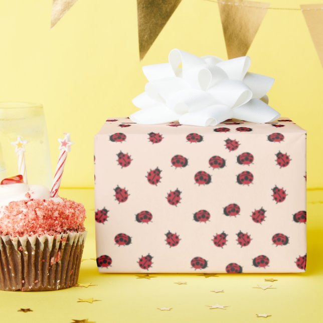 Pink Ladybug  Pattern Gift Wrapping Paper (Birthday Party)