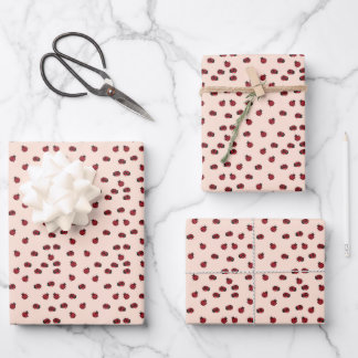 Pink Ladybug Pattern Gift Wrapping Paper Sheet